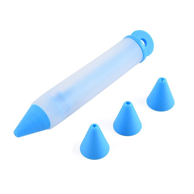 Bewildely Bolígrafo para manga pastelera, bolígrafo de silicona para escritura de alimentos, herramientas de decoración de Chocolate DIY, Herramientas y accesorios para hornear Azul