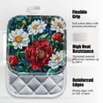 thumbnail image 3 of 4Pcs Pot Holder for Kitchen, Stunning Red - White Flower Art Composition Square Heat Resistant Hotpads, 8x8in Non Slip Dirt-Proof Kitchen Cook Oven Potholders Machine Washable, 3 of 5