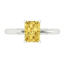 1.75 ct Radiant Cut Natural Citrine Solitaire 18K White Gold Womens Engagement Ring