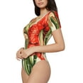 thumbnail image 3 of Picia Vibrant Amaryllis Flowers Womens One Piece Swimsuits Modest Tummy Control Bathing Suits Lace Up Slimming Swim Suit-Small, 3 of 9