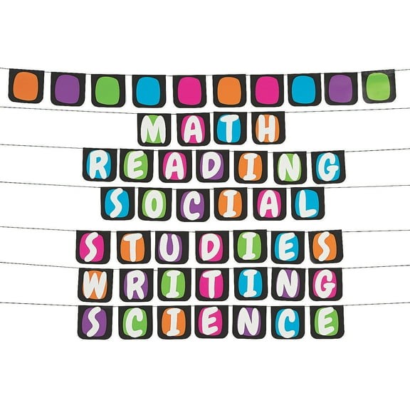 Fun Express Decor Multi-color Subject Pennant Party Banners, 6 Count