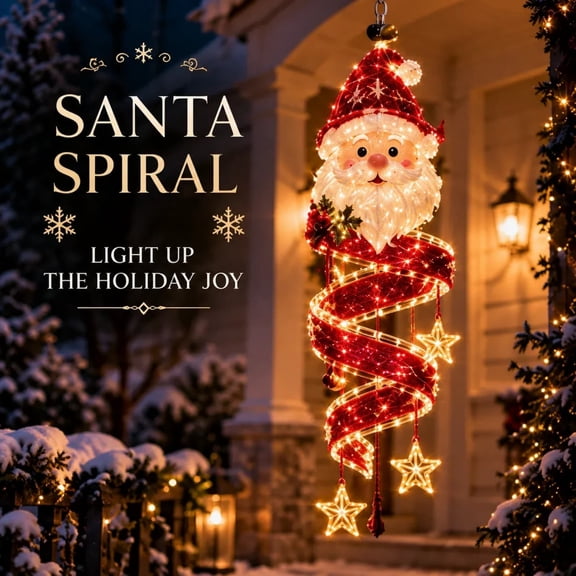 Christmas Lights Outdoor Indoor Lighted Santa Ornaments Christmas Door Decorations Glowing Christmas Door Hanger Christmas Decoration for Front Door, Porch & Entryway
