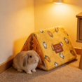 thumbnail image 1 of Cama para cobayas, túnel para cobayas, escondite cálido y lavable para animales pequeños, casa para hámsters, conejos, ratones, chinchillas y hurones. Amarillo L, 1 of 8
