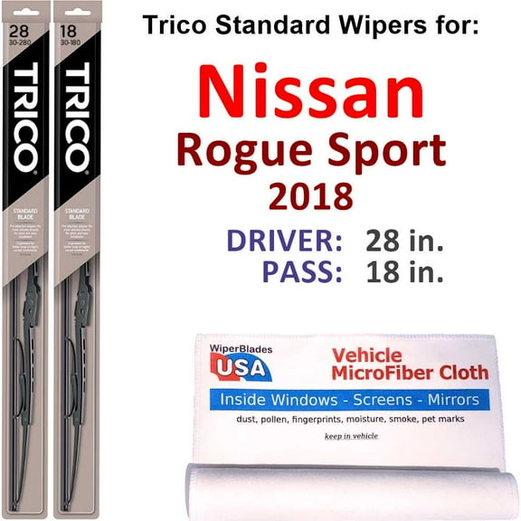 Wiper Blades (Set of 2) compatible with 2018 Nissan Rogue Sport