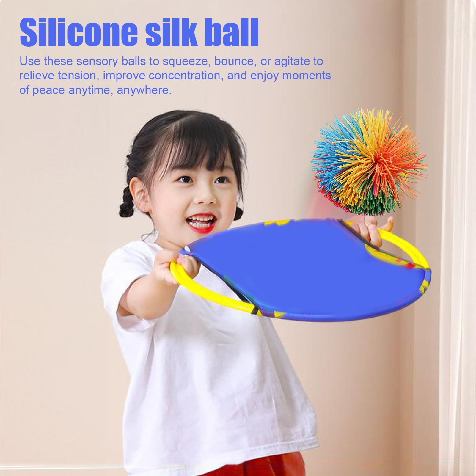 Toudaret 10Pcs Silicone Monkey Stringy Ball Anxiety Relief Colorful Sensory Ball Portable Travel Fidget Ball Bouncy Pom Stress Ball Party Favors