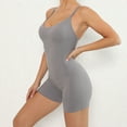 thumbnail image 3 of Women Backless Bodysuit Short Jumpsuit Summer Casual Bodycon Shapewear Playsuit Strappy Sexy V Neck Cami Top Stretch Workout All in One Shorts Jumpsuits Yoga Rompers, 3 of 5