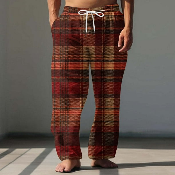 Pantalones largos para hombre, cintura elástica, transpirables, cómodos, suaves, informales, de playa, de poliéster.