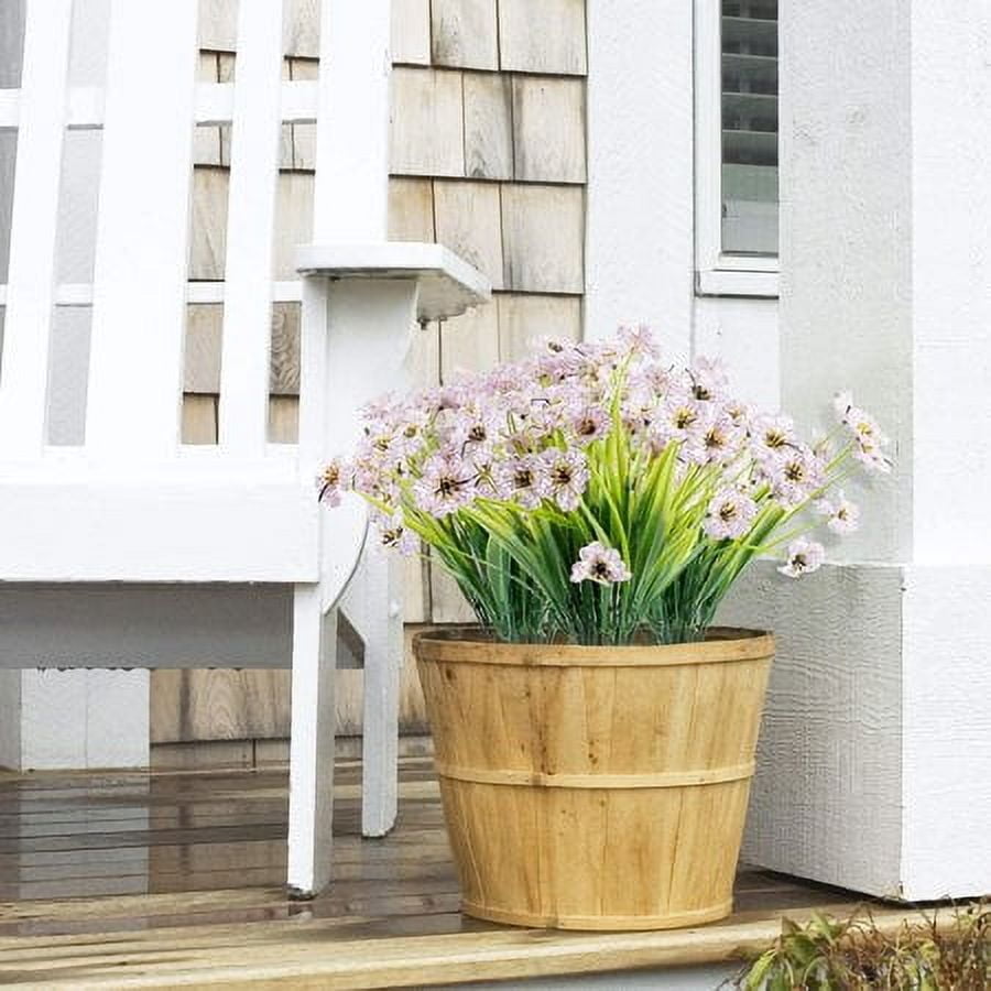 Baumaty 20 Bundles Artificial Flowers, Outdoor Indoor UV Resistant Fake Flowers No Fade Faux Plastic Plants Garden Porch Window Box Decoration (White)