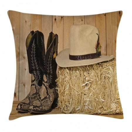 Western Decor Throw Pillow Cushion Cover Snake Skin Cowboy Boots