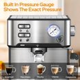 thumbnail image 3 of 11.22×9.25×10.63 Inch 20 Bar Espresso Machine, Single Double Shot & Pressure Display, Stainless Steel Coffee Maker with Milk Frother ESE Pod Compatible for Home Kitchen, 3 of 7