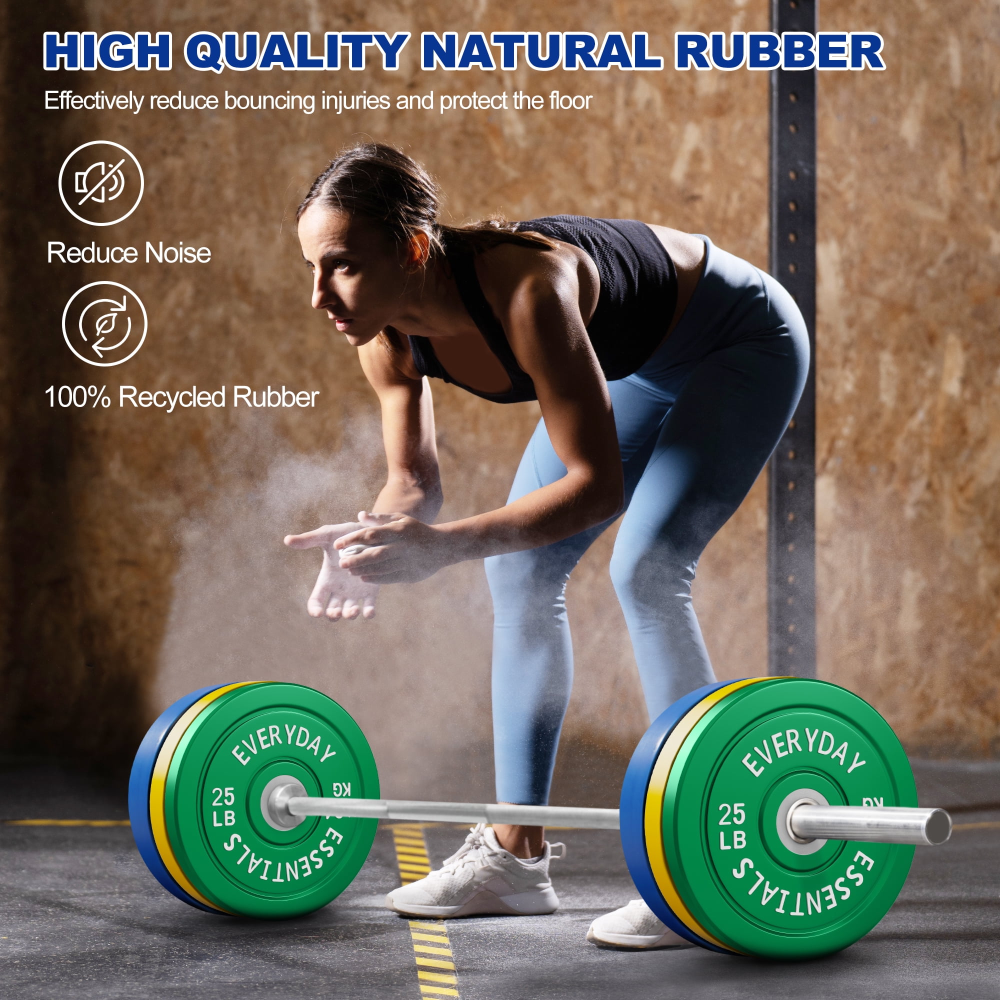 BalanceFrom Olympic Bumper Plate Weight Plate with Steel Hub, Color Coded, 210 lbs Set