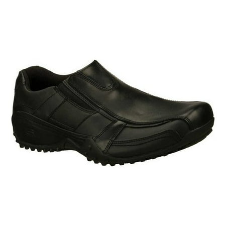 76996 black skechers shoe work men slip resistant loafer slipon casual dress