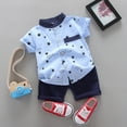 thumbnail image 3 of Futezty Toddler Boys Clothes Baby Boy Outfits 6 12 18 24 Months 2T 3T 4T Toddler Boys Summer Clothes Short Sleeve Truck Embroidery T-Shirt + Striped Shorts 2Pcs Set, 3 of 4