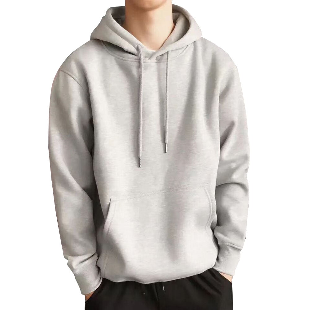 Mens Outdoor Hoodies Lightweight Half-Zipper Solid Pullover Casual Comfortable Kangaroo Pocket Sweatshirts 