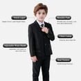 thumbnail image 2 of ETHAN Boys Grey Blazer Suit for Wedding 5 Pieces Tuxedo Two Button Floral Jacket Pants Vest Kids Party Suit Size 8, 2 of 6