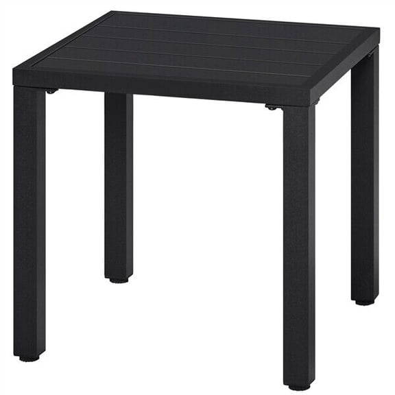 ZYPPP Outdoor Small Metal Square Side End Table, Patio Coffee Bistro Table, Black，18″ L × 18″ W × 18″ H