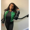 thumbnail image 4 of PU Sleeve Baseball Jacket (M, Green), 4 of 9
