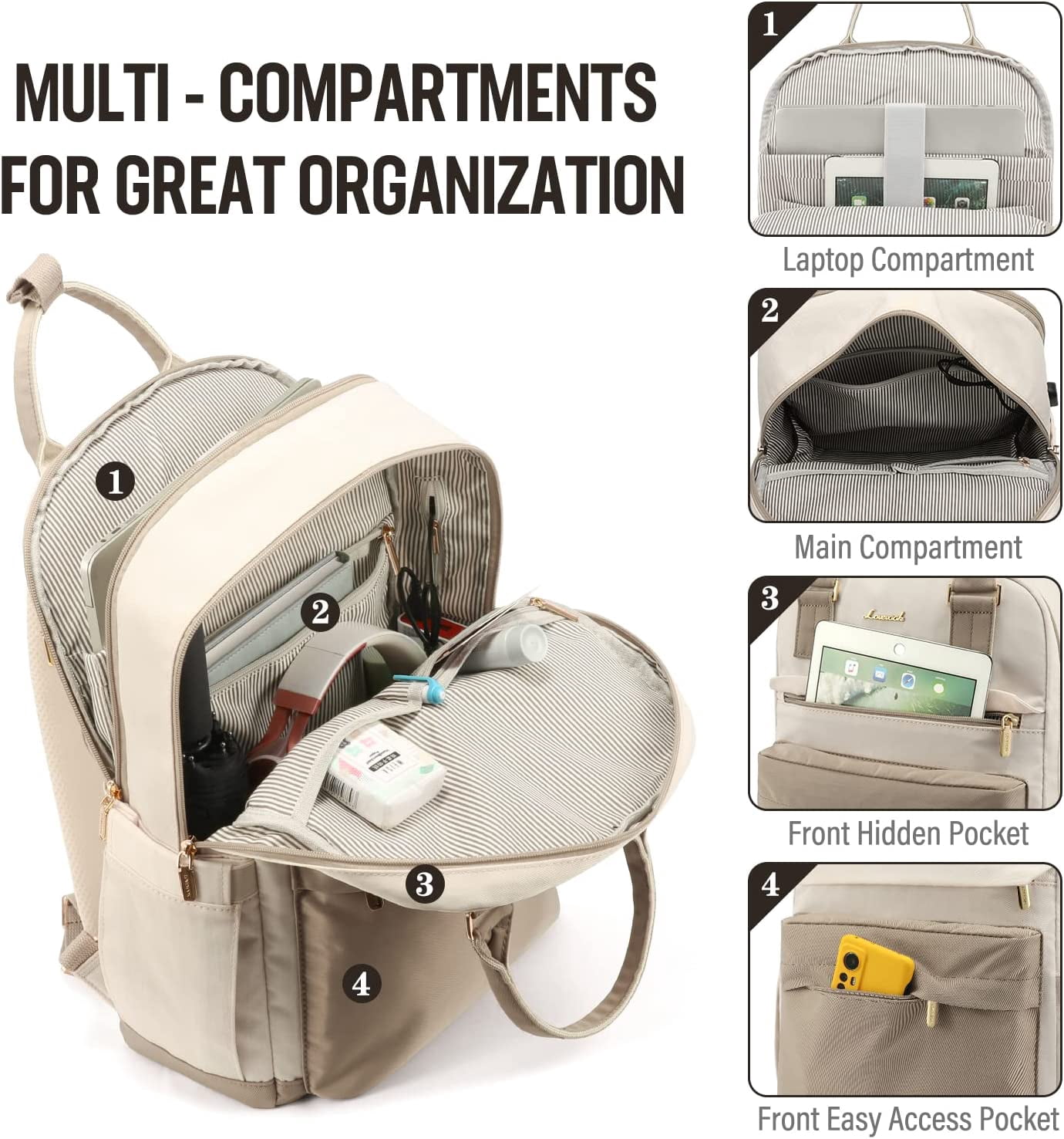 Lovevook Backpack Purses for Women,Vintage Women Teacher Laptop Backpack Nurse Bag, Multi-Function Work Travel Daypacks College Book Bag with USB Port