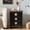 Black, variant on Vintage Farmhouse End Table with Floral Knobs – 19" Rustic Nightstand with 3 Drawers & Gourd Legs,Bedside or Sofa Accent Table, Almost Fully Assembled(lxf)