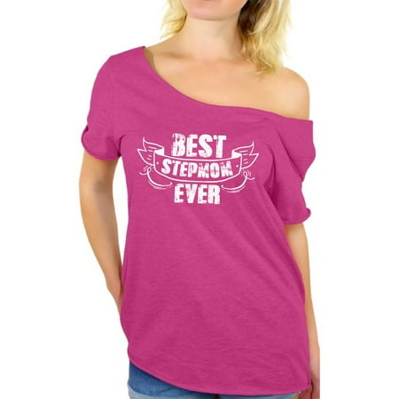 Awkward Styles Best Stepmom Ever Off The Shoulder Shirts for Women Step Mom Clothing Collection Birthday Gifts for Step Mom Stylish Oversized Shirts for Women Best Mommy Ladies Shirts Mother (Best 3 Wood Off The Tee)