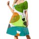 thumbnail image 4 of Vestido de manga corta con óvalos modernos de mediados de siglo, ropa de mujer verano , vestido de noche de lujo para mujer, vestido de noche largo., 4 of 8