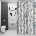 thumbnail image 4 of Medieval Flowers Shower Curtain for Bathroom Decor, Vintage Abstract Blue Brown Floral Waterproof Fabric Shower Curtain, 54"x78" Set with 12 Hooks, 4 of 9