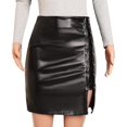 thumbnail image 3 of HLSOHJP Women's Faux Leather Mini Skirt High Wasited Bandage Cut Out Side Split Lace Up Party Club Bodycon Pencil Skirts, 3 of 6