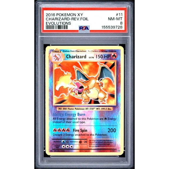Collectible Graded PSA 8 2016 Pokemon XY Evolutions Charizard Rev Foil #11 Trading Card