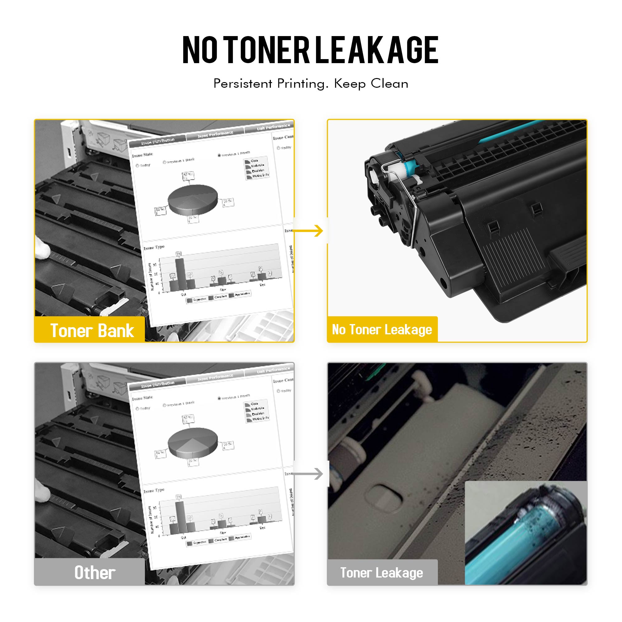 Toner Bank 4-Pack Compatible Toner Replacement Cartridge for HP CF214X LaserJet Enterprise MFP-M725dn M725f M725z+ M712n M712dn M712xh Printer Ink Black - image 5 of 7