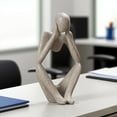 thumbnail image 5 of The Thinker Statue - Sandstone Resin Abstract Sculpture for Home & Office Decor, Desktop Bookshelf Collectible Figurine, Elegant Housewarming Gift Idea, 5 of 5