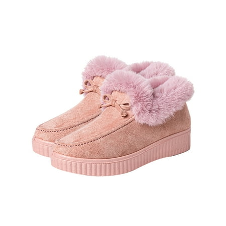 

Lacyhop Womens Moccasin Slippers Winter Warm Boots Comfort House Shoes Indoor Outdoor Anti Slip Pink 7