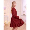 thumbnail image 5 of IBTOM CASTLE Teen Girl Sparkly Long Sleeve Formal Party Dress Junior Christmas Halloween Glitter Holiday Dress Tween Fancy Birthday Sneaker Ball Gown Red, 5 of 7