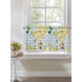thumbnail image 4 of Forsythia Flowers 2 Panel Kitchen Curtains for Small Windows, Spring Yellow Floral Hummingbird Blue Plaid Bathroom Tier Curtain, Short Window Treatment for Bedroom/Living Room 55"x24", 4 of 6