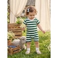 thumbnail image 5 of BemeyourBBs Infant Baby Girl Boy Summer Striped Romper One Piece Outfit Casual Short Sleeve Stripes Print Jumpsuit Shorts Baby Basic Clothes, 5 of 8