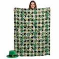 thumbnail image 2 of Throw Blanket Fleece Throw Blanket 50x80in, Saint Patrick's Day Check Shamrocks Soft Lightweight Bed Blankets Green Black Tartan Plaid Fuzzy Couch Blankets for All Season, 2 of 9