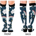 thumbnail image 2 of High Elasticity Compression Socks, High Knee Socks Adult Universal Leisure Relieve Fatigue, Moons Clouds Rainbows Travel Daily with Running (1 Pair) Gift, 2 of 7