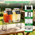 thumbnail image 5 of 1 Gallon Glass Drink Dispensers for Parties, TAIMASI 2 Pack Beverage Dispenser with Stand & Stainless Steel Spigot, Leakproof Lemonade Drink Dispenser for Sun Tea, Homemade Juice, 5 of 8