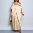thumbnail image 4 of Wdgfv Elegant Satin Maxi Dress for Women Long Sleeve Loose Fit Flowy Evening Gown Casual Party Wear Spring Fall Round Neck Solid Color, 4 of 6