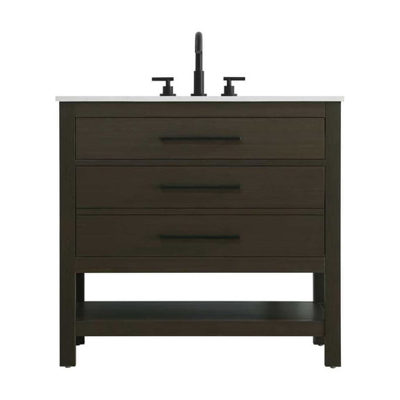 Elegant Kitchen and Bath 36 inch Single Bathroom Vanity in Mocha Brown