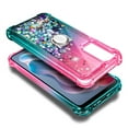 thumbnail image 4 of Compatible with Motorola Moto G Power 5G 2024 Case with Tempered Glass Screen Protector, Ring Holder/Wrist Strap, Nagebee Glitter Liquid Floating Waterfall Cute Phone Cover (Pink/Aqua), 4 of 6