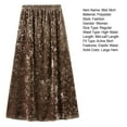 thumbnail image 7 of Women Midi Skirt Elastic High Waist Mid-calf Length Skirt Solid Color Glossy Velvet Large Hem Skirt Daily Wear, 7 of 7