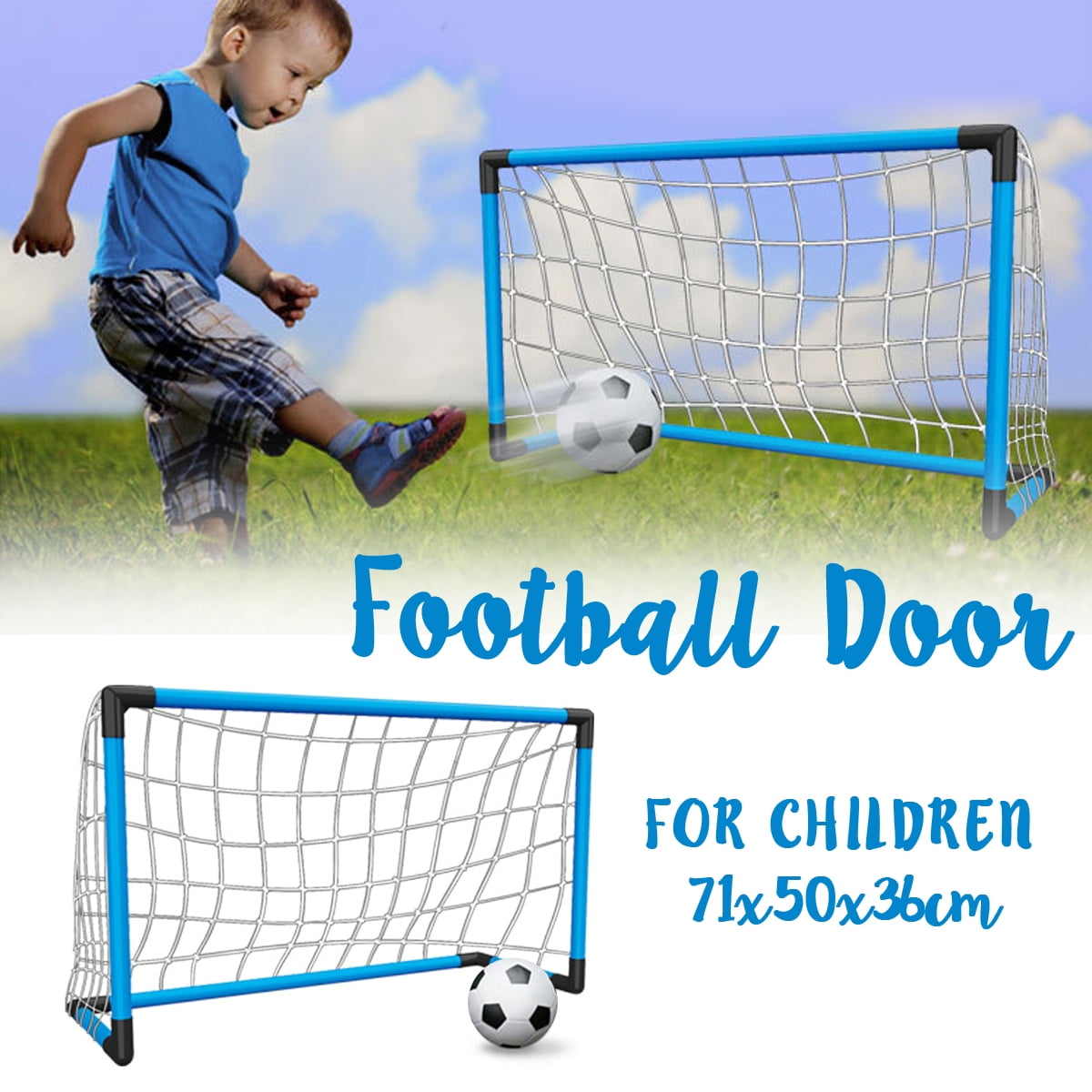 Kids Soccer Goal Set Mini Football Goal Includes Ball + Pump + Net Toy