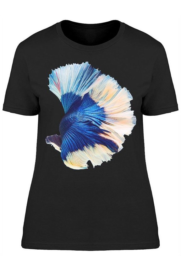 Tail View Dark Blue White Betta T-Shirt Women -Image by Shutterstock, Female 3X-Large