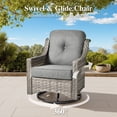 thumbnail image 5 of Ovios 5 Pieces Outdoor Patio Furniture Set High-Back Rattan Wicker Conversation Set Outdoor Sectional with Swivel Chairs & Solar Light Coffee Table, Dark Grey, 5 of 9