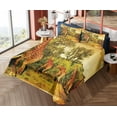 thumbnail image 4 of Giraffe Sheet Set, Safari Animals Walking in the Green Forest Savannah Wildlife Theme, Fitted and Flat Sheet with Pillowcases Bedding Accent 4 Piece Set, Calking, Dark Orange Green, by Ambesonne, 4 of 5