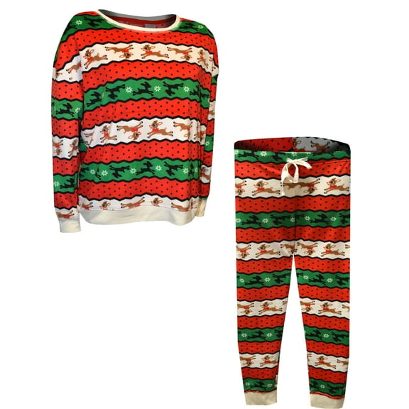 Briefly Stated Womens Rudolph The Red-Nosed Reindeer Striped Ladies Christmas Pajama (Small)