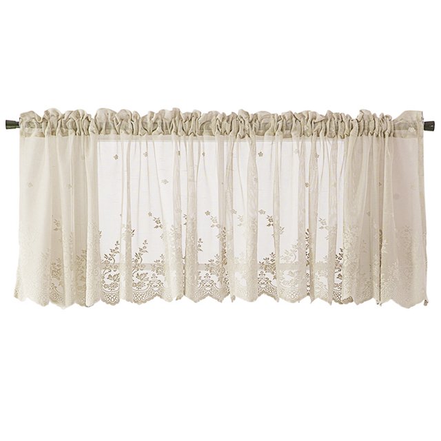 thinsony Lace Cafe Kitchen Ruffle Window Drape Valance Semi Transparent Voile Curtains Window Treatment
