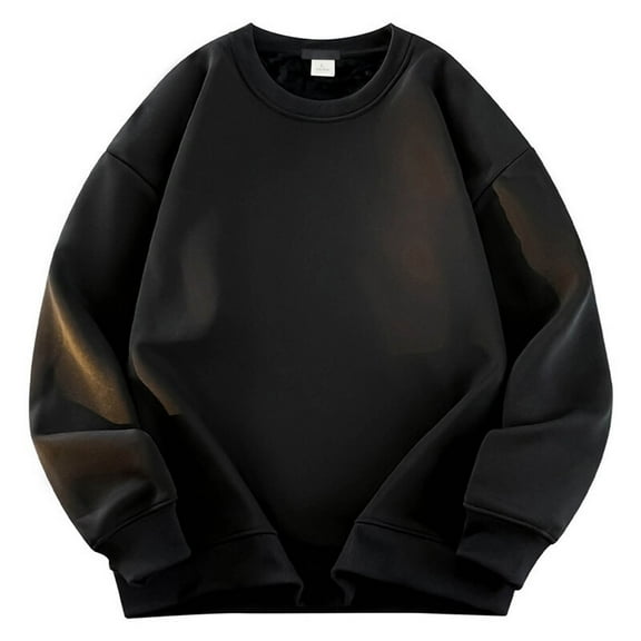 M-5X Big & Tall Sweatshirts for Men Fleece Lined Plus Size Long Sleeve Shirts Mens Casual Solid Color Pullover Thermal Warm Crewneck Sweatshirt Tops