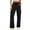 Black #004, variant on Womens Corduroy Pants Casual High Waisted Elastic Drawstring Cargo Loose Fit Wide Leg Pants with Pockets Black S