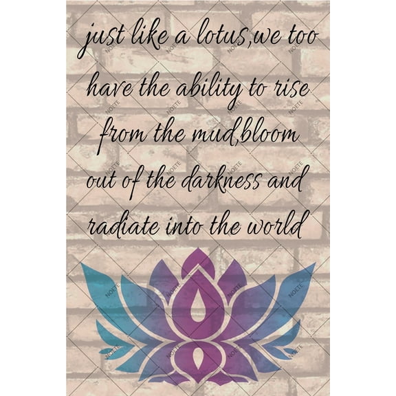 NOETE Lotus Flower Decor Elegant 8x12 Inch Metal Tin Sign with Inspirational Quote, Rustic Home Decoration for Living Room, Bedroom & Office